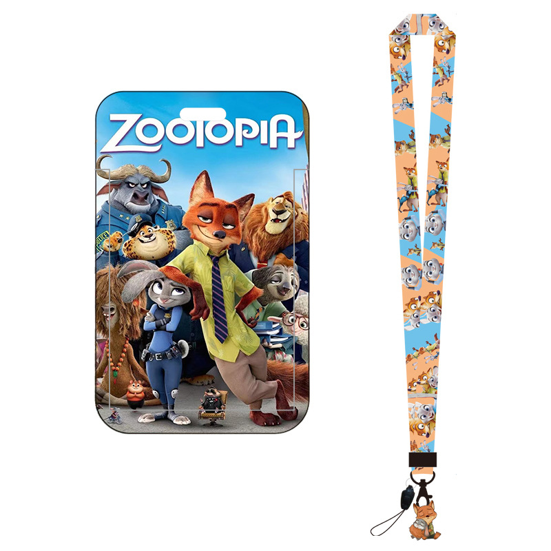 Student ID Bus Card Hard Shell Card Holder Access Control Work Permit Mobile Phone Lanyard Zootopia Judinik