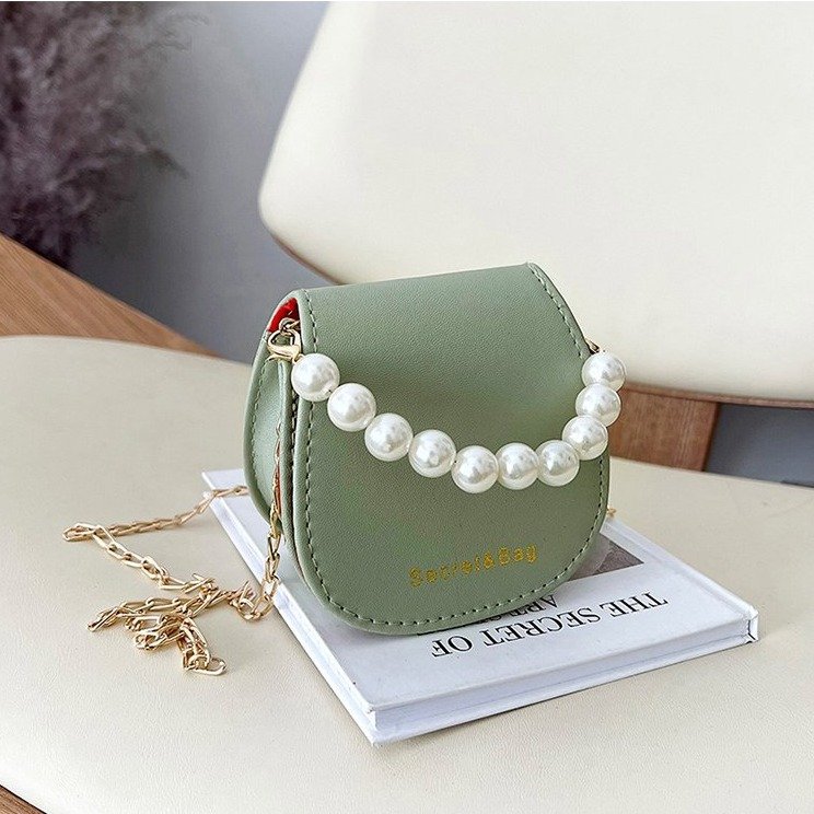 Mini Small Bag Women's 2023 Spring and Summer New Korean Style Cute Pearl Crossbody Bag Western Style Shoulder Crossbody Chain