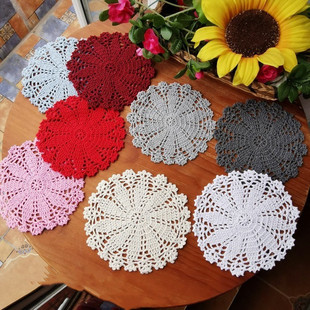 Handmade crochet crocheted Mori pastoral vintage lace woven Ware mat decorative table round mat 18-20 round