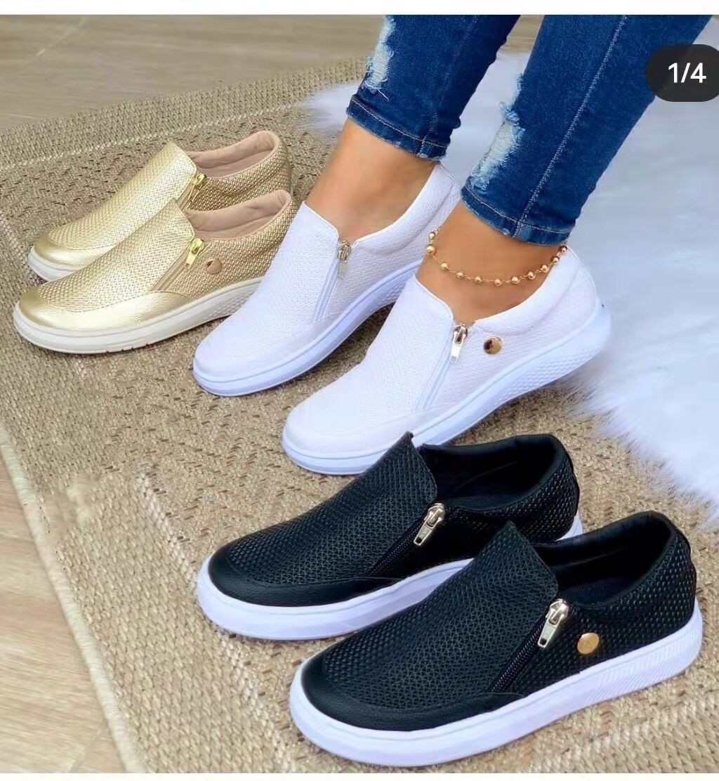 Autumn 2021 foreign trade large size casual fashion shoes AliExpress zipper shoes flat shoes 36-43 spot