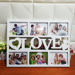 love6 hole photo frame combination photo frame family letter one-piece Creative Wall photo frame plastic crafts wholesale