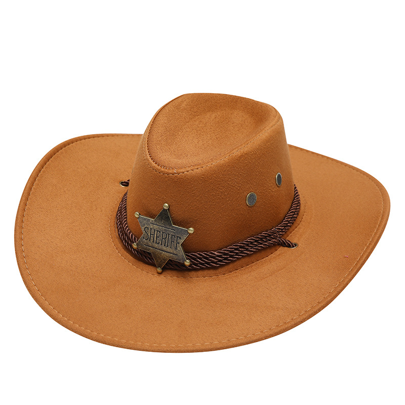 Western cowboy hat men's and women's hat American trend three rope chicken skin velvet travel stereotypes Knight hat cowboy hat