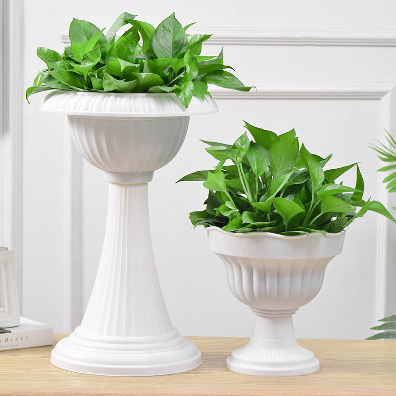 Wholesale plastic flower pot succulent resin mini green radish flower pot high leg creative hydroponic large diameter large flower pot