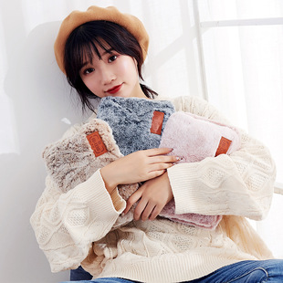 Hot water bag cover for single sale plush warm handbag cloth bag flannel cover double-hand water injection bag fleece-lined thickened velvet cover