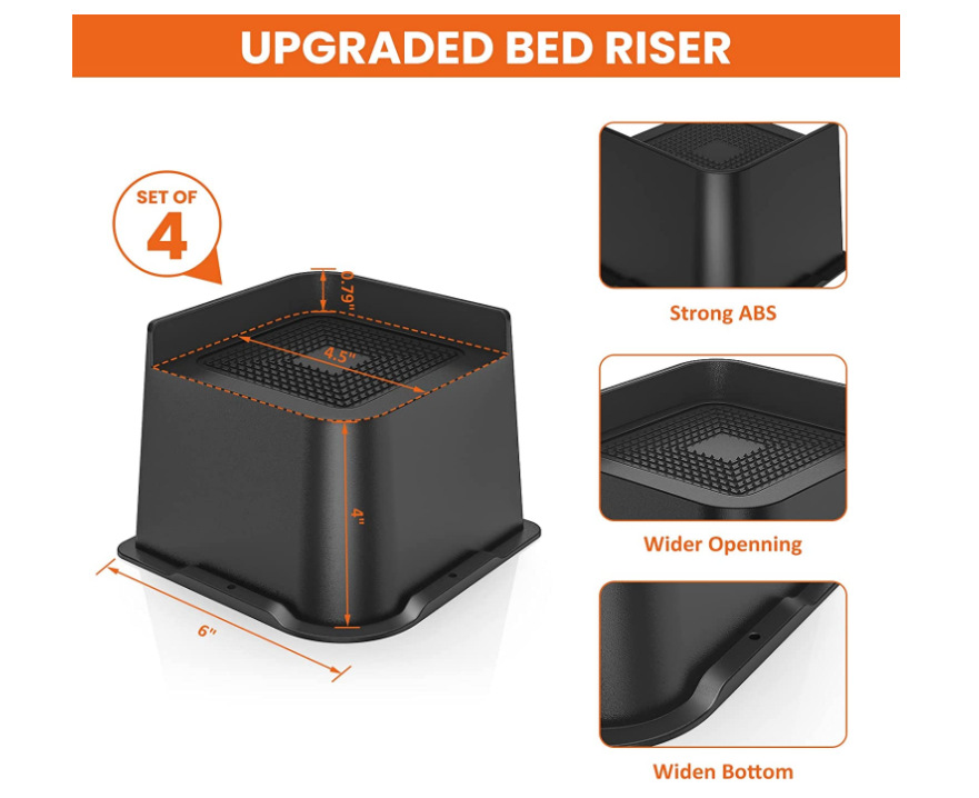 Increased 4 inches trapezoidal L-shaped half top spikes bottom rubber strip non-slip bed feet cabinet feet sofa feet table feet