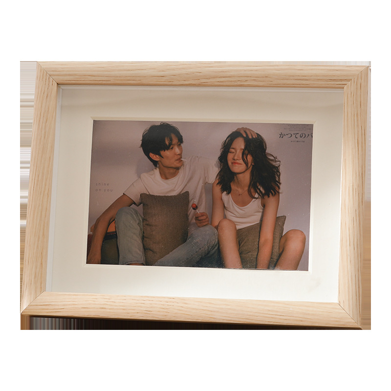 Factory hollow photo frame table plus cardboard 6-inch four-hole combination photo frame wall hanging two-three picture frame Wood