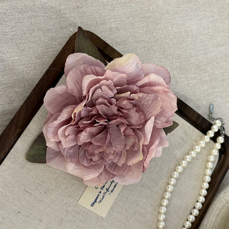 Light face Style ancient style gradient Peony Flower hairpin Super fairy Western style side clip atmosphere sense photo hair accessories hairpin_voghion.com