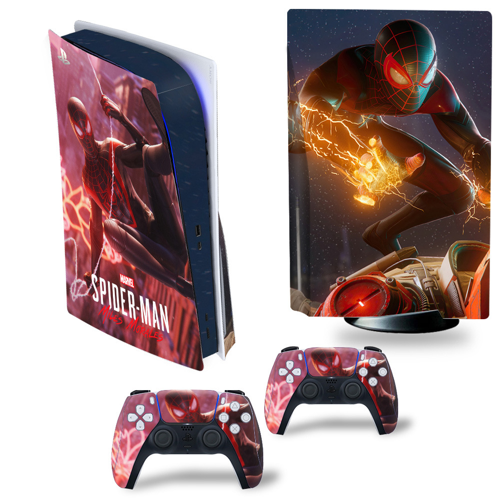 PS5 CD-ROM Game Machine Sticker Cool Host Sticker Protective Film Marvel Theme Sticker Environmental Protection No Glue