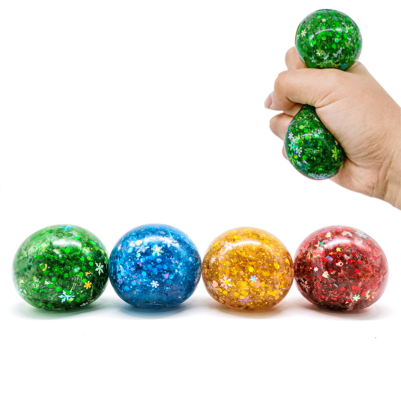 Cross-border new Christmas snowflake ball pinch Music soft glue sequins pectin slow rebound vent ball decompression toy