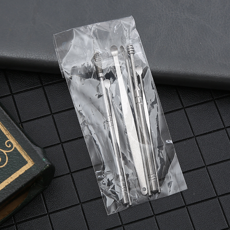 Stainless steel ear scoop 6 piece set ear scoop rotary spring ear scoop ear scoop ear scoop tool set stock supply