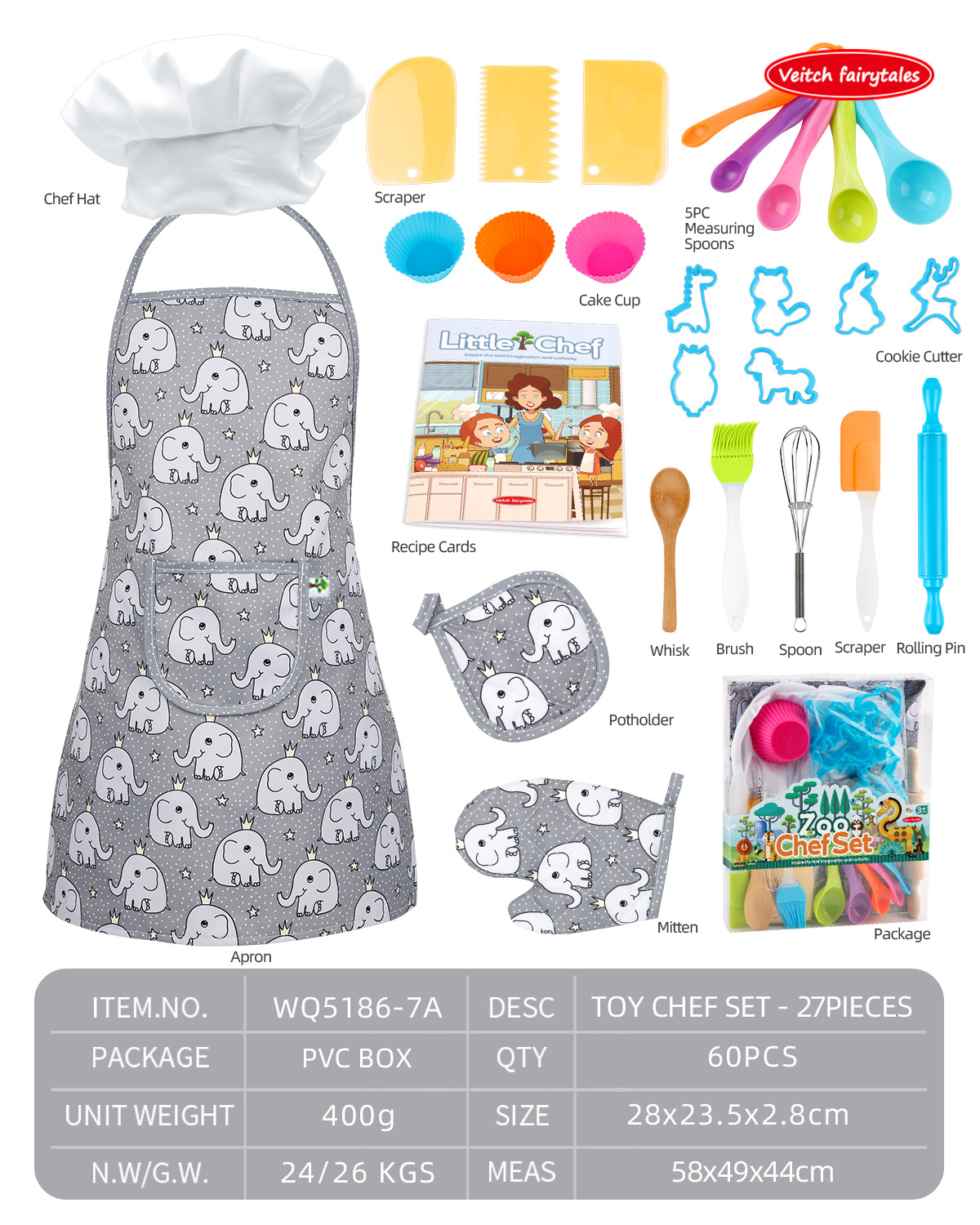 Children's Play Kitchen Toy Girl's Cooking Cooking Kitchen Set Baking Tools Cake Apron Chef Hat