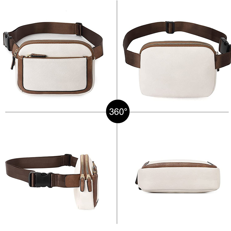 Cross-border Hot Sale Faux Leather Women's Waist Bag Shoulder Strap Adjustable Crossbody Waist Bag Puleather Men's Chest Bag