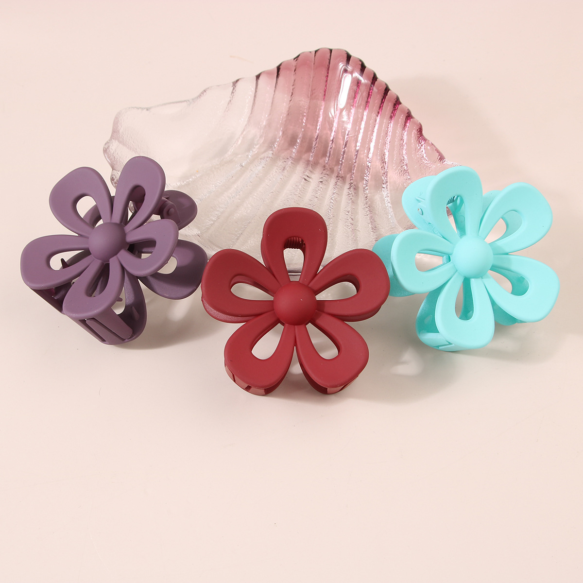 Uus õõnes suurte lilledega haaratsiklamber, jäätunud akrüülist haiklamber, naiste juukseklamber, seljaotsa haarats, hulgimüük_voghion.com