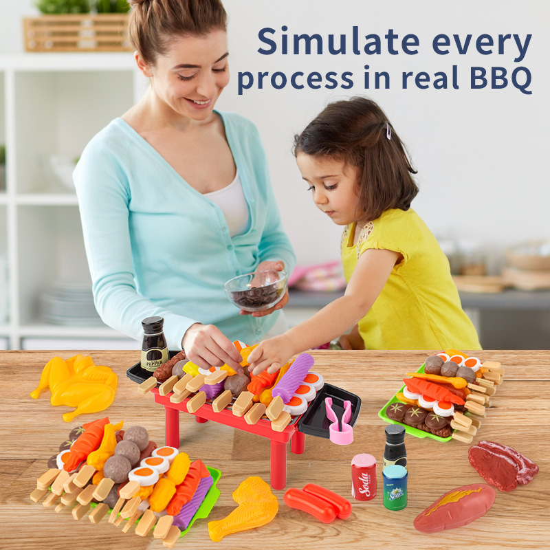 Foreign trade cross-border hot sale simulation food barbecue BBQ toys children play house kitchen barbecue skewers suit wholesale