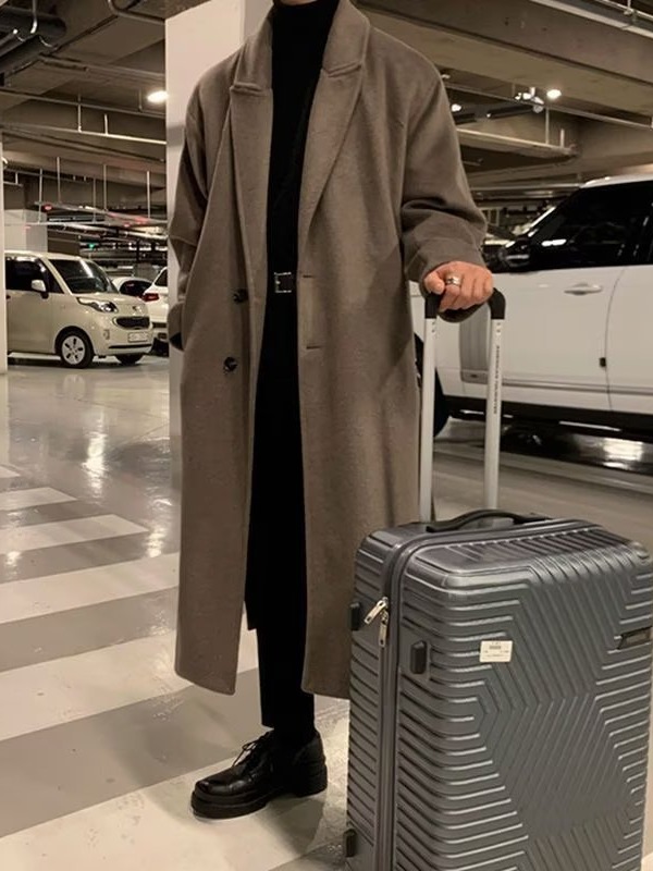Autumn and Winter woolen overcoat men's double-layer trench coat mid-length over-the-knee Korean style high-grade cashmere woolen overcoat fashion