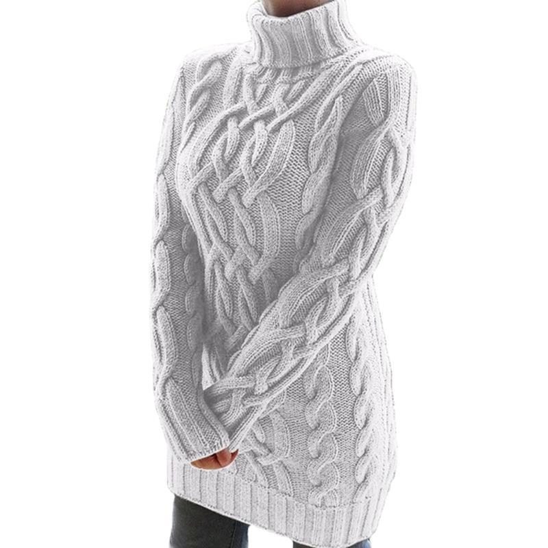 Autumn and Winter new European and American cross-border sweater women's sweater thickened lapel long sleeve retro thick line dress women's clothing