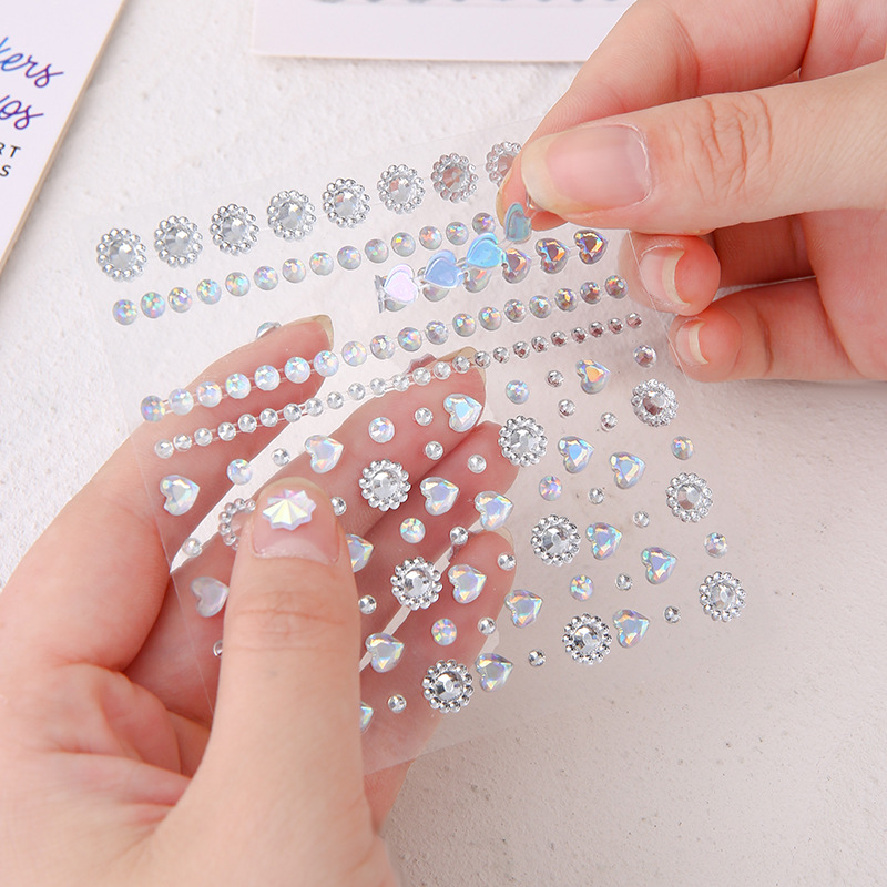 Cross-border Hot-selling Face Diamond Stickers Love Pearl DIY Self-pasting Children's Pearl Gem Diamond Stickers Stage Diamond Stickers