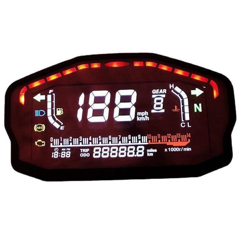 Motorcycle bare handle car modification color screen LCD meter speed adjustable 1-6 speed speed water temperature oil meter 2 cylinder 4 cylinder