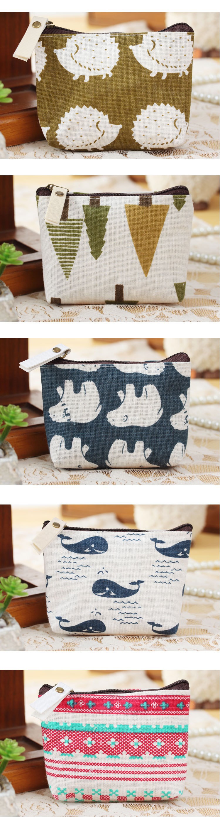 Cotton and Linen Small Fresh Retro Korean Style Coin Purse Coin Bag Simple Fashion Canvas Cartoon Key Bag Card Bag_voghion.com