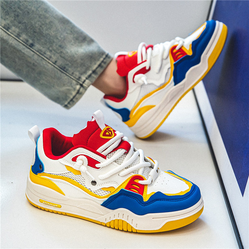 Cross-Border fashion shoes 2024 spring new Hong Kong style retro casual shoes Sports Board shoes fashion bread shoes breathable Men's shoes