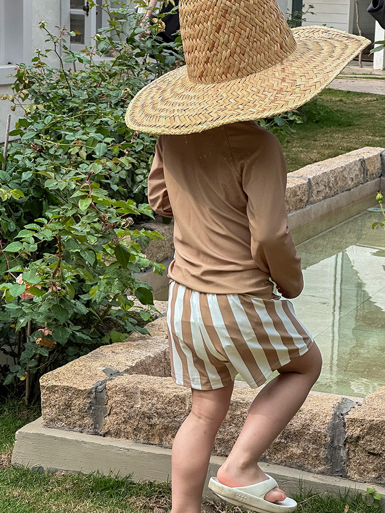 Boys' Swimsuit Summer 2023 New Fashionable Korean-style Long-sleeved Sunscreen Split Swimsuit Baby Beach Three-piece Set