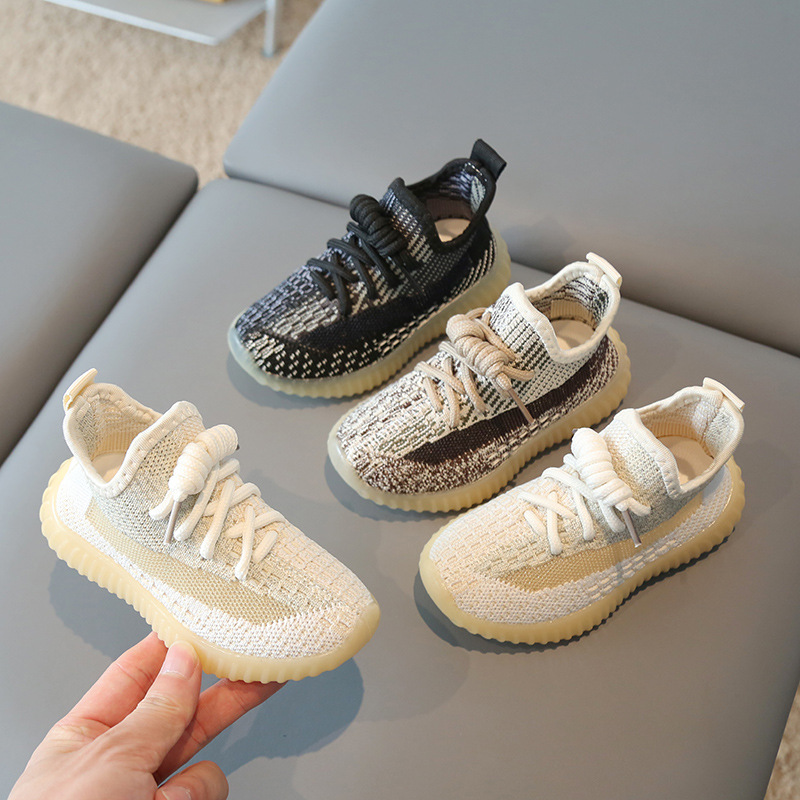 Daifa Children's Coconut Shoes 2024 Spring and Autumn Boys Sports Shoes Flying Weaving Girls Casual Shoes Soft Sole Baby White Shoes
