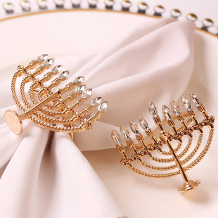 New cross-border hot sale metal candlestick napkin ring hotel creative golden napkin buckle napkin ring mouth cloth ring wholesale