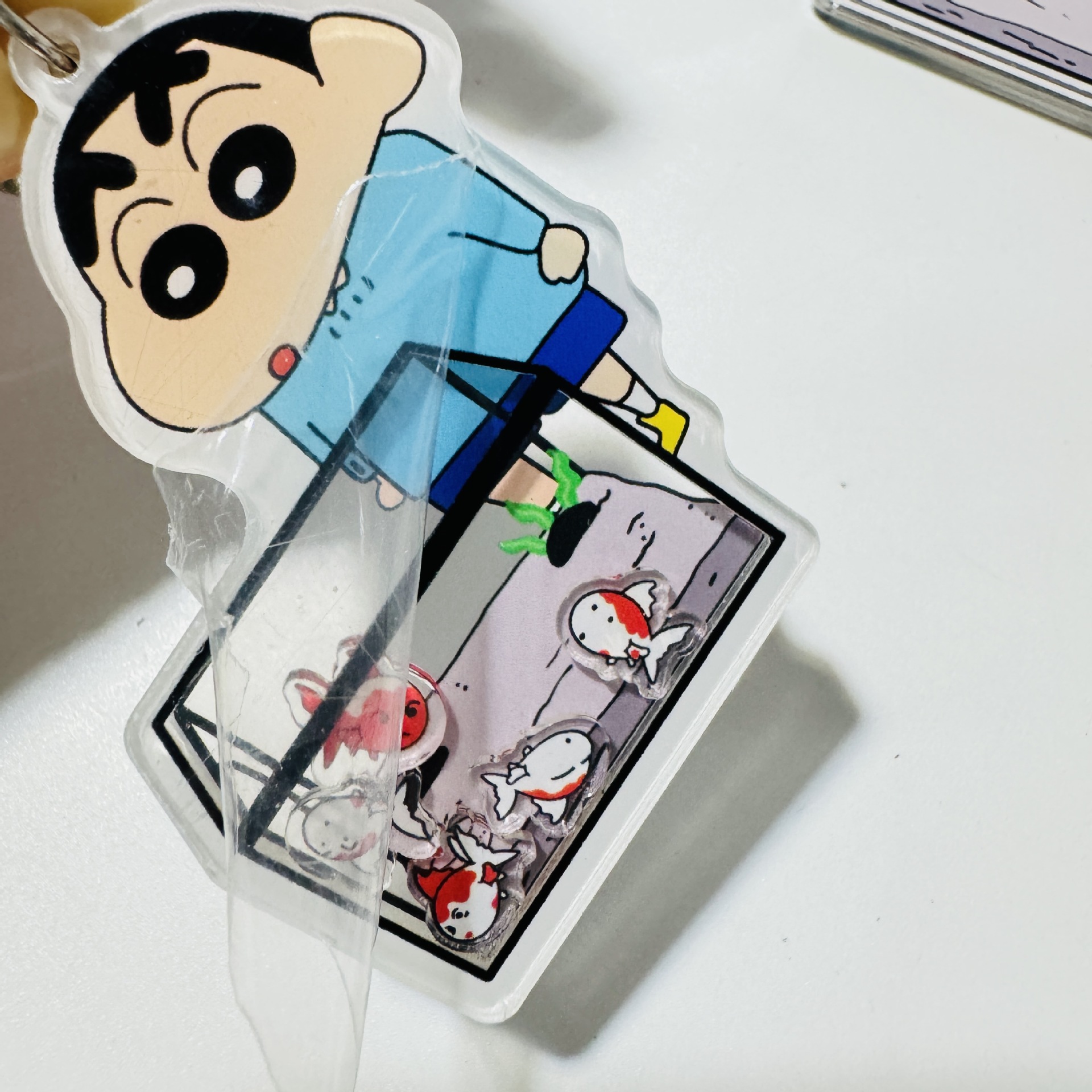 Xiaohongshu same style crayon Xiaoxin goldfish acrylic rocking pendant key ring pendant small gift for people