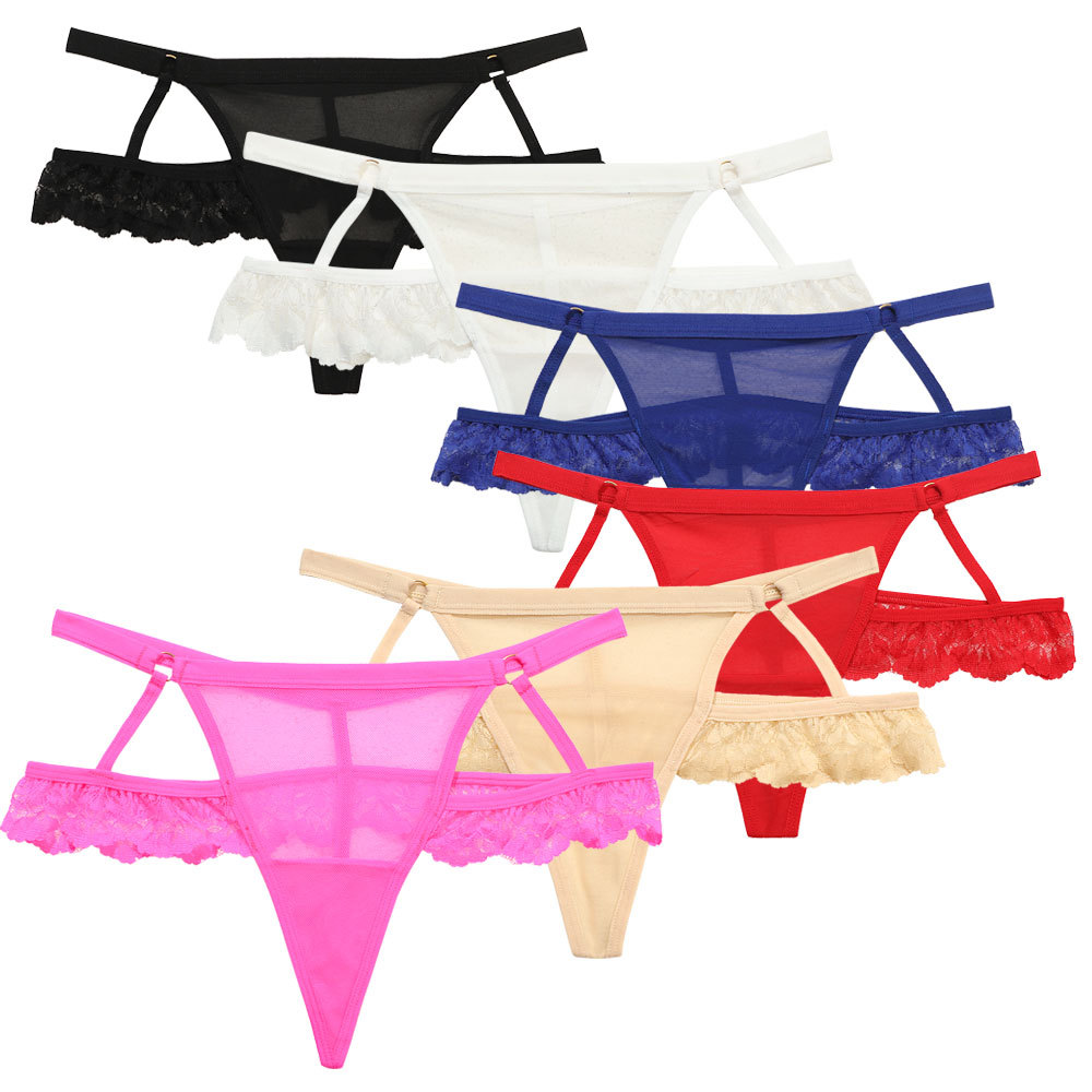Cross-border Foreign Trade Sexy Women's G-string Transparent Mesh Strap Temptation Sexy Underwear Women's Hot T-pants 9004