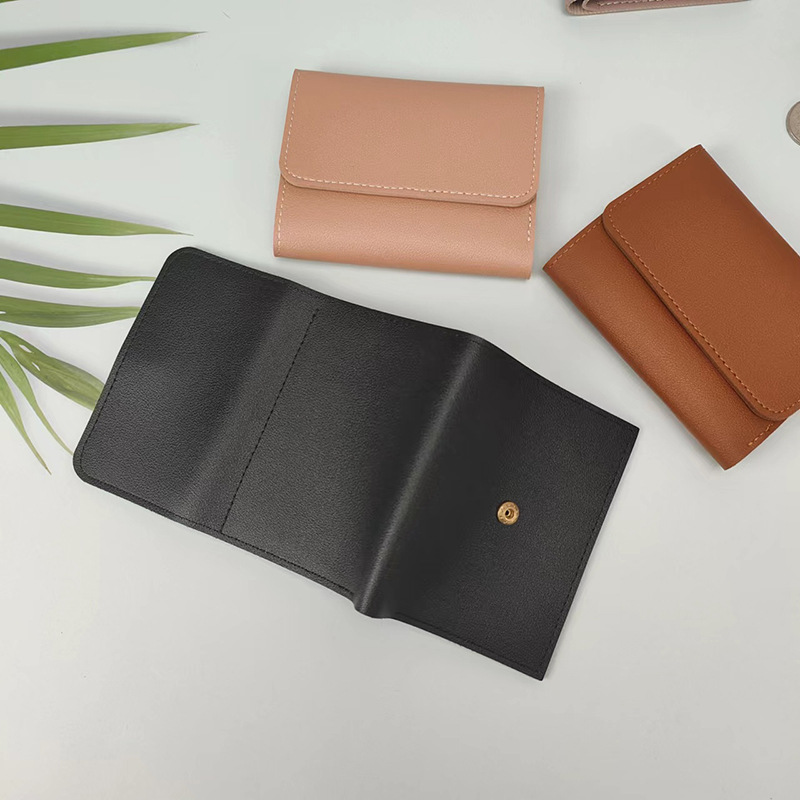 Simple Short Women's Wallet Student Ticket Clip Multi-function Card Bag Change 30% Fold Ultra-thin Gloss Wallet_voghion.com