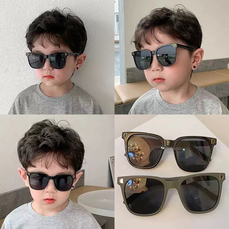 2024 new fashion retro street shot boys and girls glasses online celebrity ins double D children's sunglasses children's sunglasses fashion