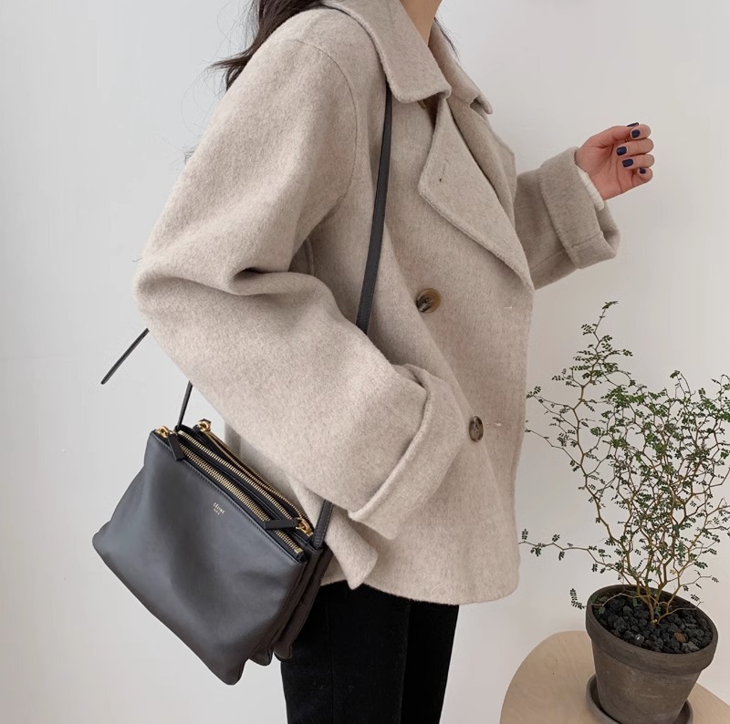 Blazer da donna in misto lana di ispirazione francese, cappotto oversize doppiopetto, elegante capospalla autunno/inverno_voghion.com