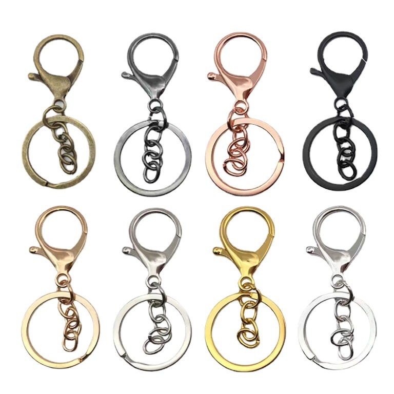 Fine plating key chain thickened ring lobster clasp 8-shaped clasp chain three-piece key chain