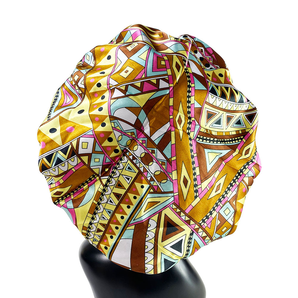Spot Double Layer Plant Printed Nightcap Spring Amazon Supply Spot Women's Double Layer Nightcap