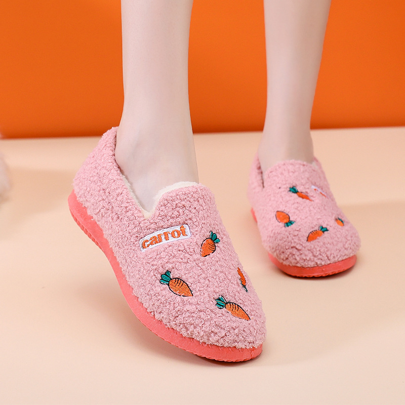 New Winter Slippers Women's Outwear Mao Mao Cotton Shoes Non-slip Warm Fleece-heeled Bean Shoes Korean-style All-match