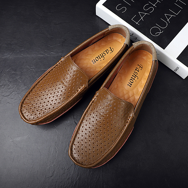 37-47 Large Size Men's Genuine Leather Shoes Casual Leather Shoes Slip-on Men's Driving Shoes