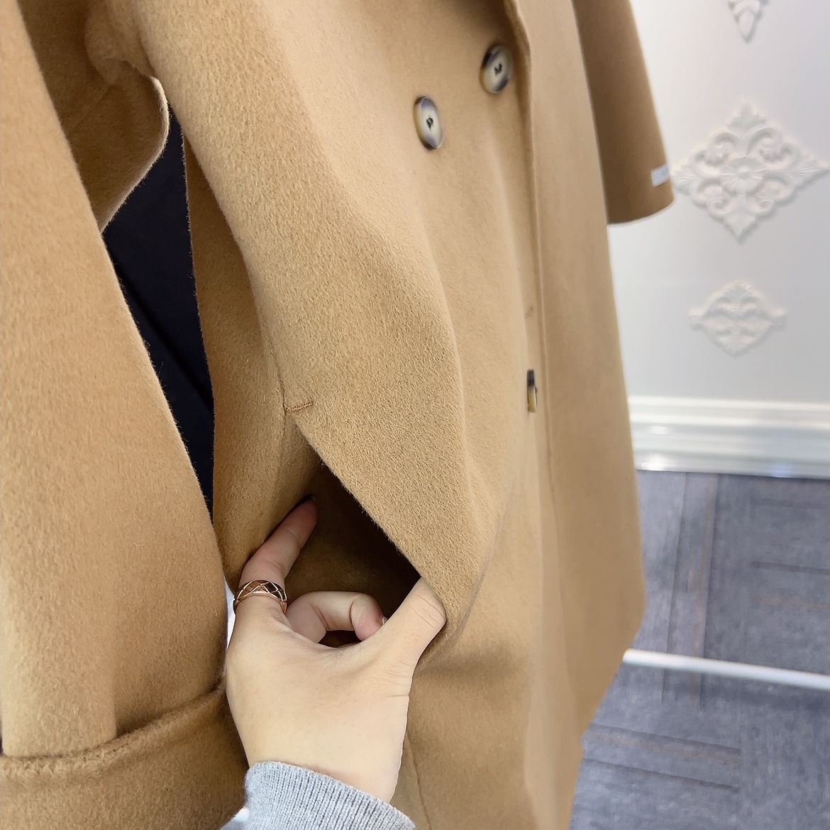 Cappotto magazzino trasparente Dongdaemun cappotto di lana double face di alta qualità da donna cappotto di lana di media lunghezza largo in stile coreano alla moda_voghion.com