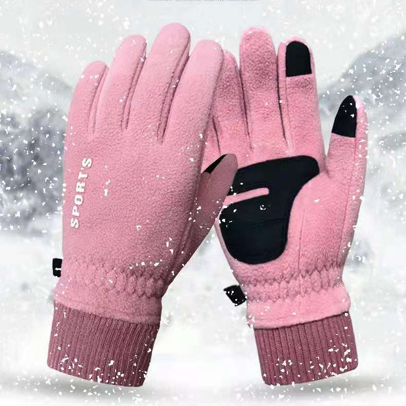 Gloves men's and women's winter polar fleece fleece-lined thick warm gloves cycling sports driving non-slip warm touch screen gloves