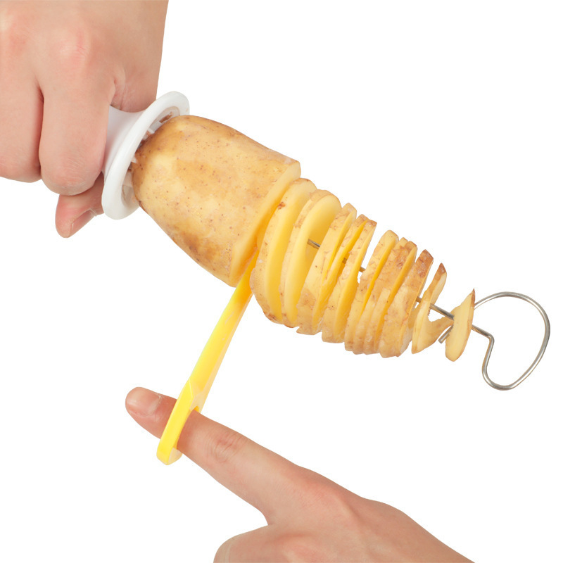 cyclone potato slicer barbecue potato tower hand-cranking slicer vegetable spiral slicer string hand potato cutter_voghion.com