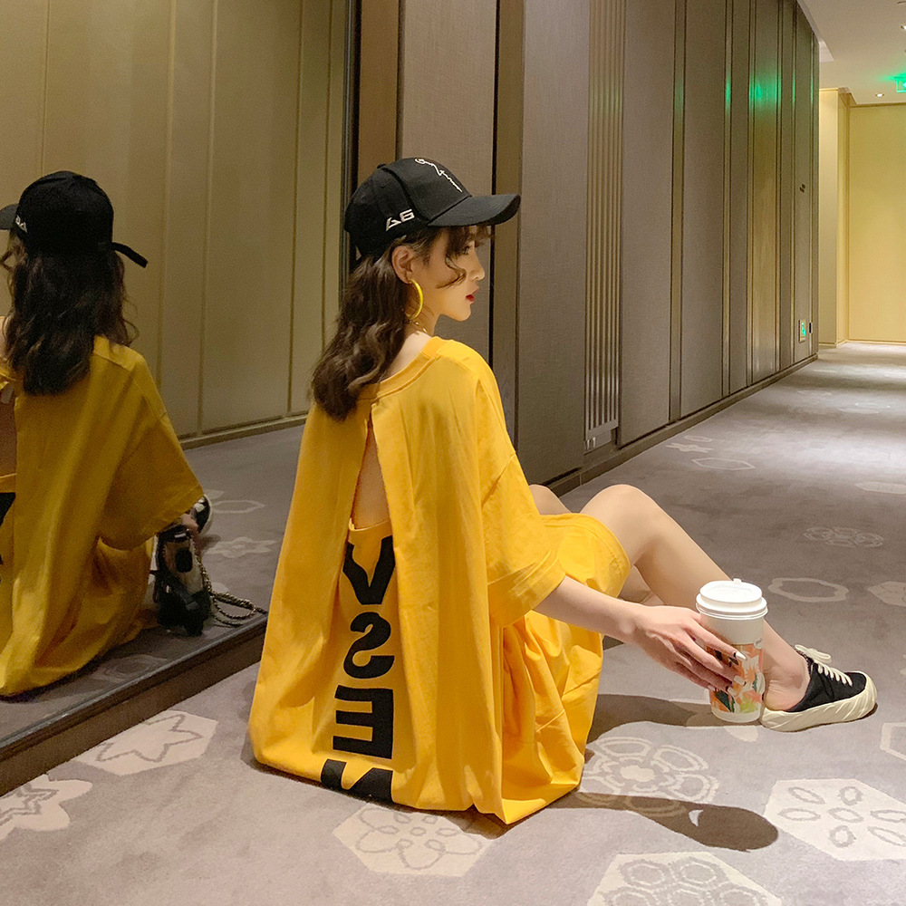 ins Korea loose fat size 200kg fat MM long pajamas women sexy backless home nightgown dress summer