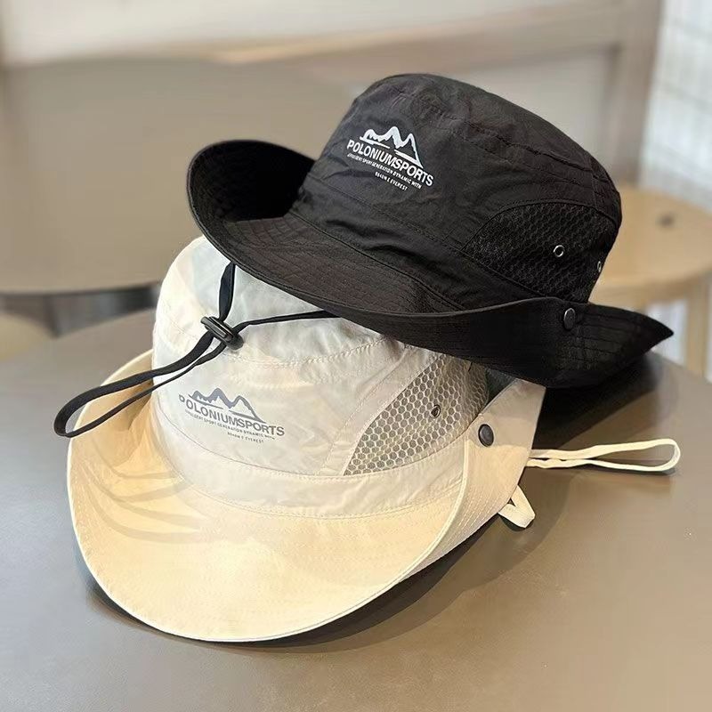 Mountain Camping Drawstring Fisherman Hat Sun Shade Hiking Sun Protection Outdoor Mountaineering Fishing Hat Western Cowboy Hat