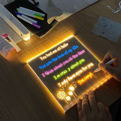 Cross-border luminous ins acrylic night light transparent lamp desktop DIY handwritten lamp message painting night light Wholesale