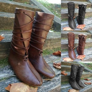 Factory foreign trade retro Europe and the United States new men's shoes women's boots pointed lace flat Knight boots size 40-48