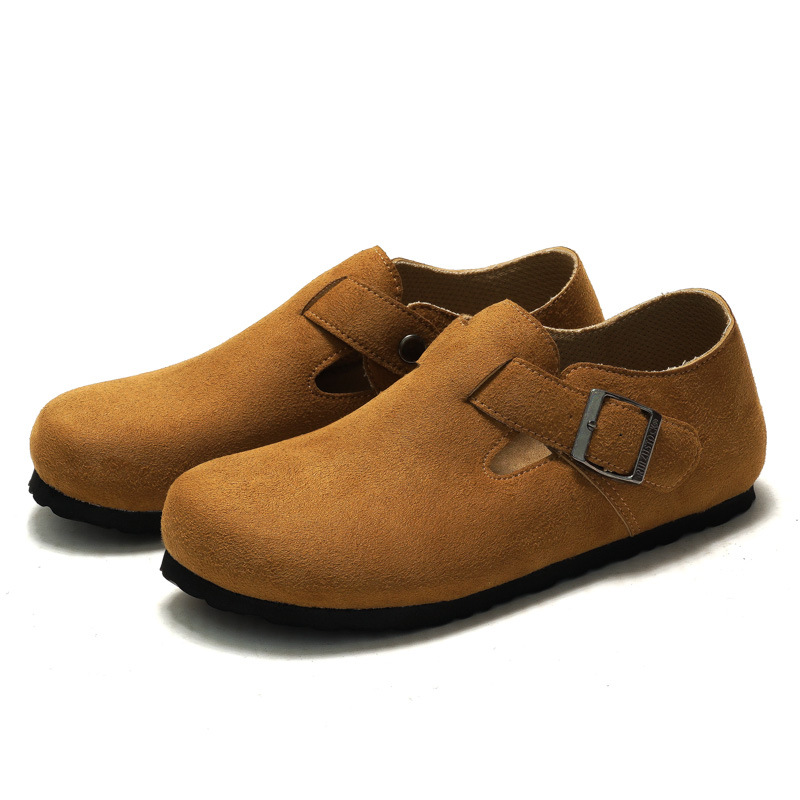 RUIZUSTOCK RUIZUSTOCK Autumn and Winter Women's Cork Casual Shoes Men's Neutral Toe Leather Shoes Single-layer Shoes Frosted