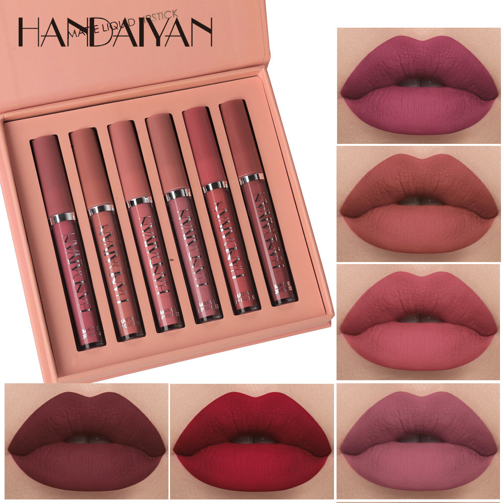 HANDAIYAN Han Daiyan Amazon not easy to dip cup liquid lipstick genuine 6 lip gloss lip glaze set Wholesale