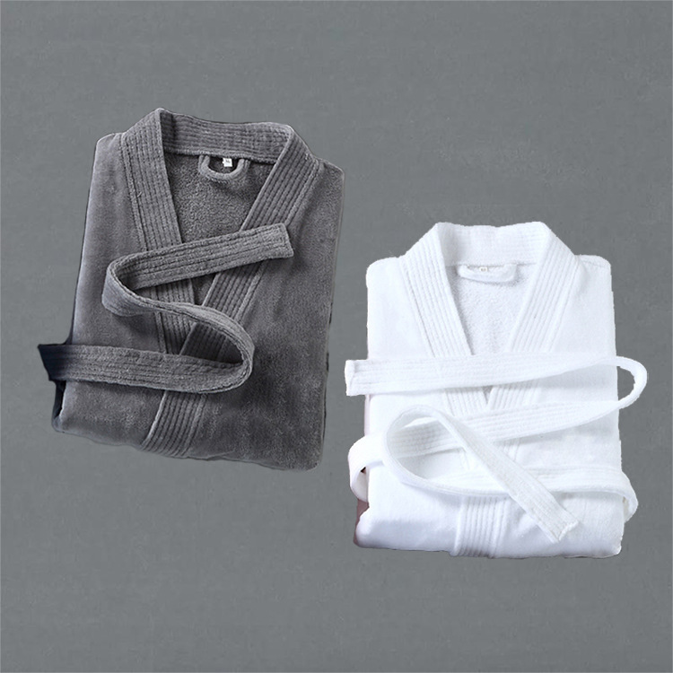 Pure cotton towel material cutting velvet thickening hotel bathrobe wholesale male and female absorbent beauty salon nightgown cotton bathrobe
