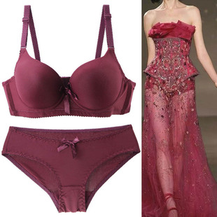 European and American foreign trade sexy underwear set solid color smooth one-piece seamless bra set large size women's bra