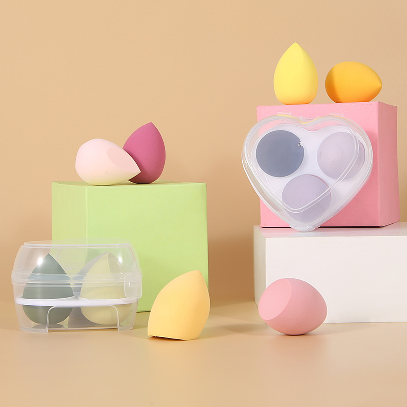 Love Shape Beauty Makeup Egg Three Pack Box Beauty Makeup Egg Enlarges in Water Makeup Egg Soft Gourd Powder Puff Sponge