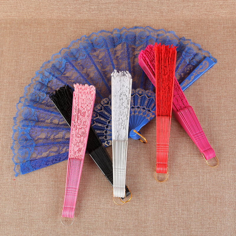 Lolita Lace Women's Folding Summer Orchid Fan Dance Performance Photography Props Folding Fan