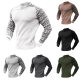 Cross-border foreign trade high-quality 2023 Autumn New waffle printing men's pullover base color matching sweater in stock